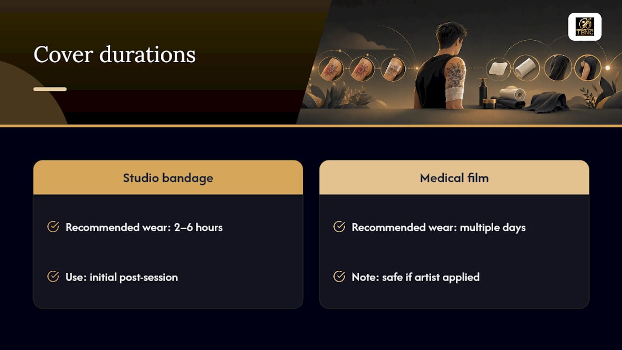 Diagram showing recommended times for tattoo covering methods