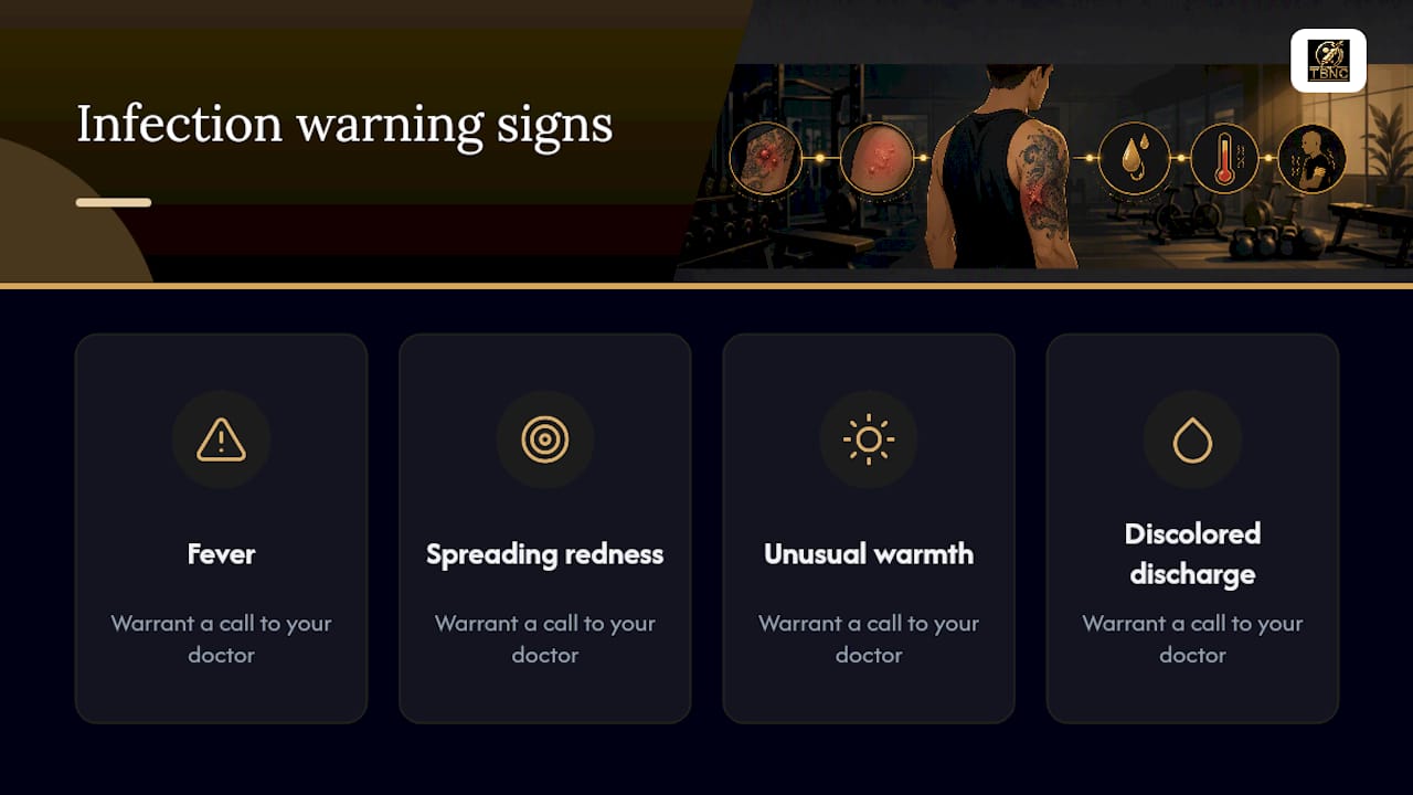 Diagram of tattoo infection symptoms and warning signs
