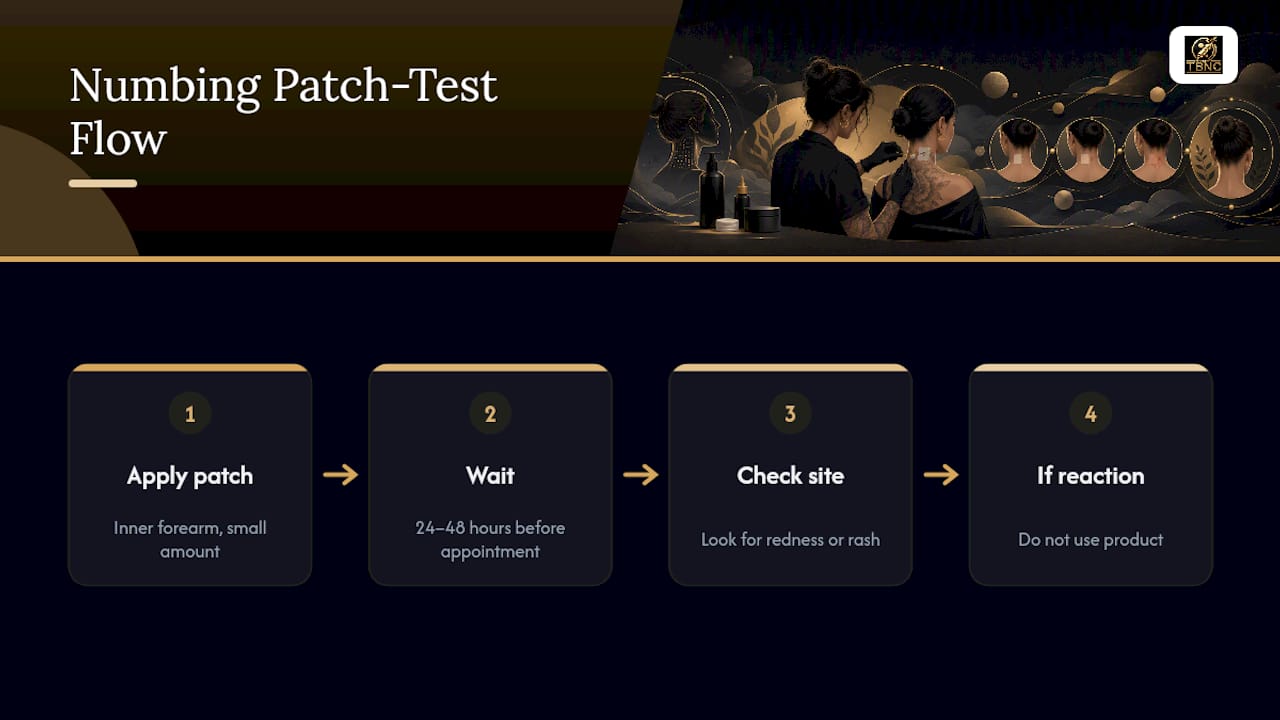 Patch test timing and reaction safety flow