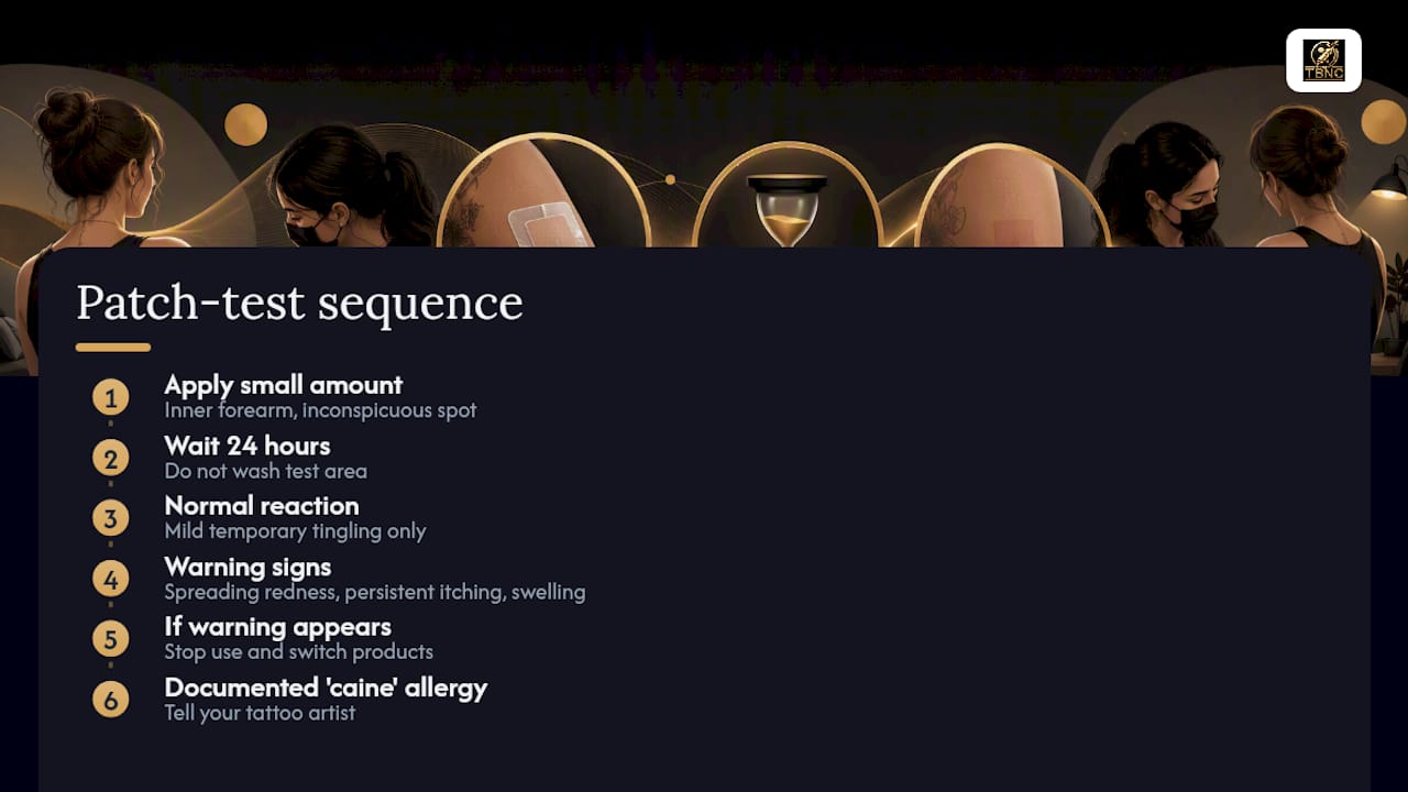 Patch-testing sequence for tattoo numbing products