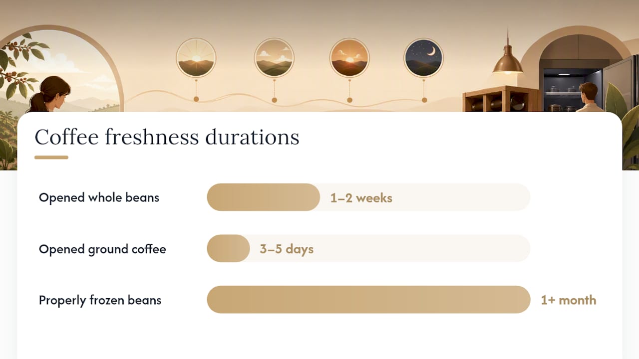 Freshness duration comparison of whole beans vs ground coffee