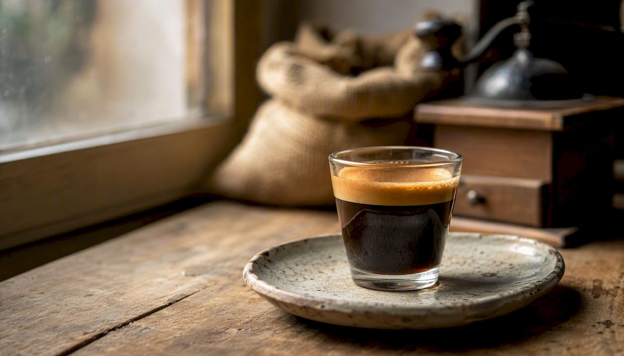 Espresso shot with rich crema