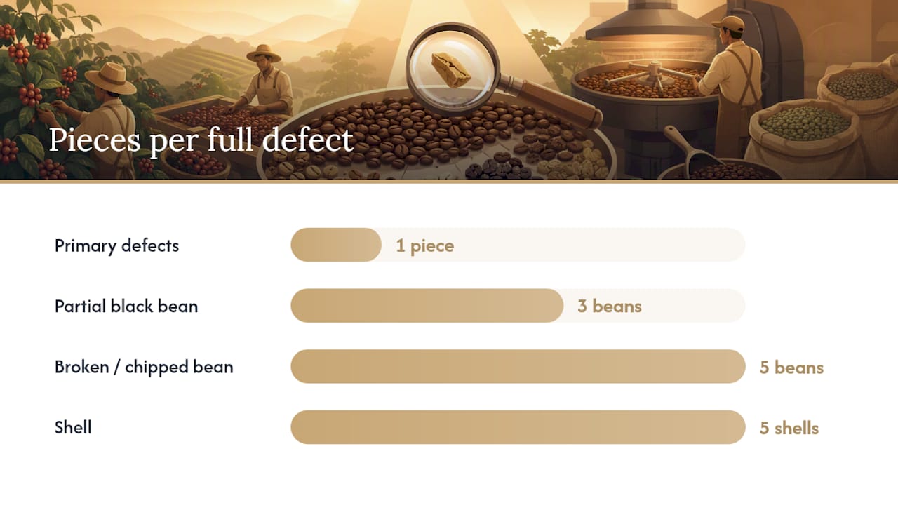 Diagram comparing coffee defect types and defect equivalents