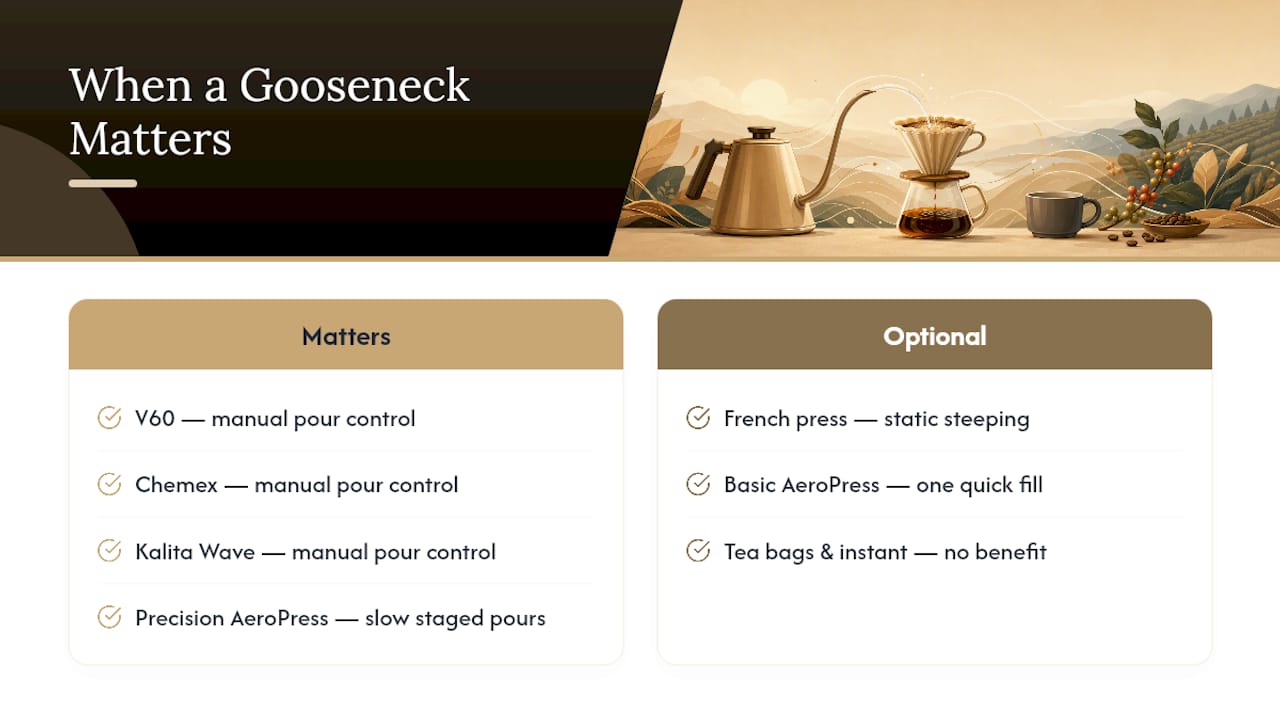 Comparison of brewing methods and gooseneck usage