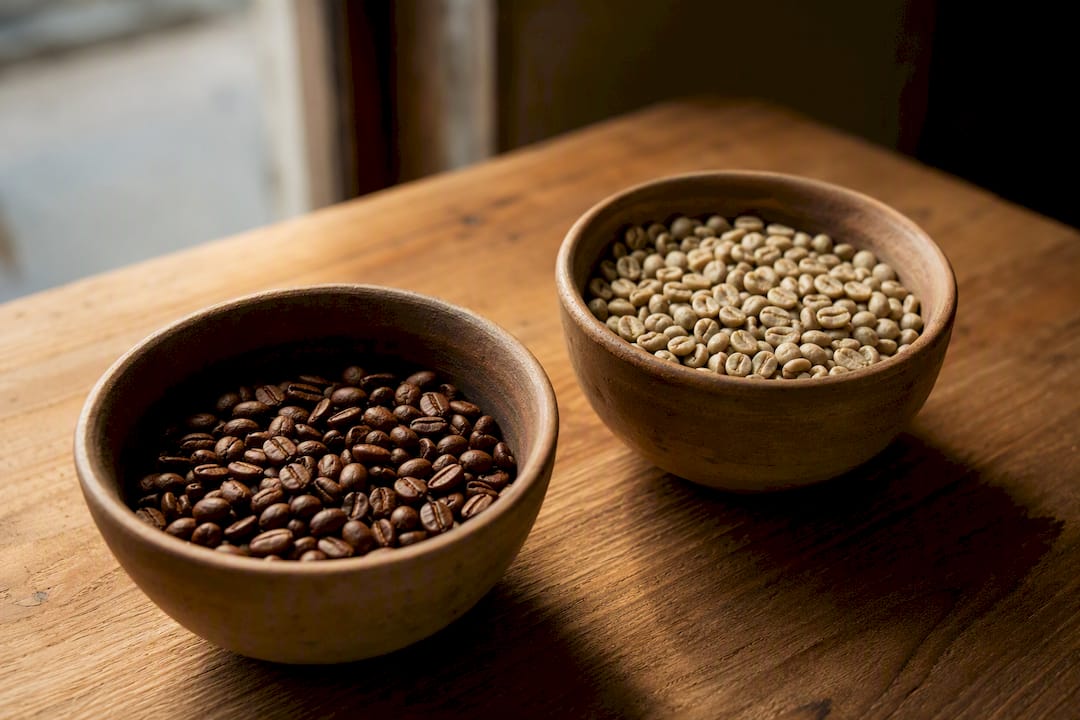 Natural and washed coffee beans for processing comparison