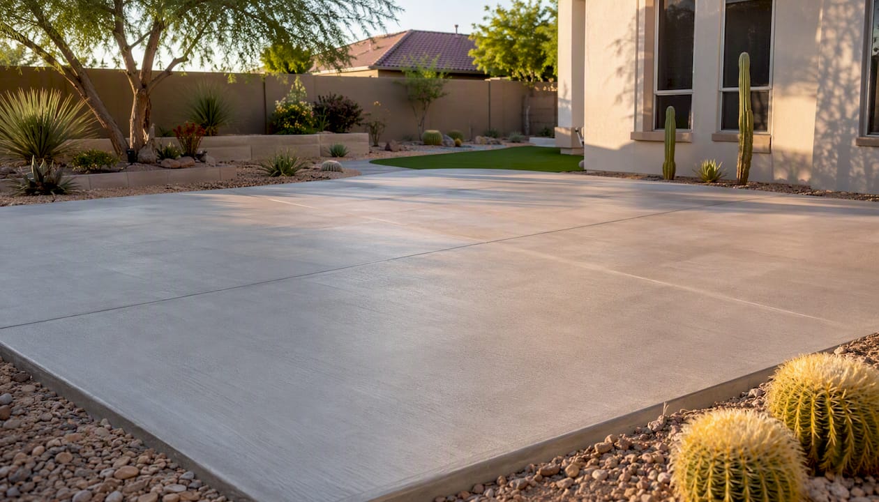 Prepared concrete slab for turf installation