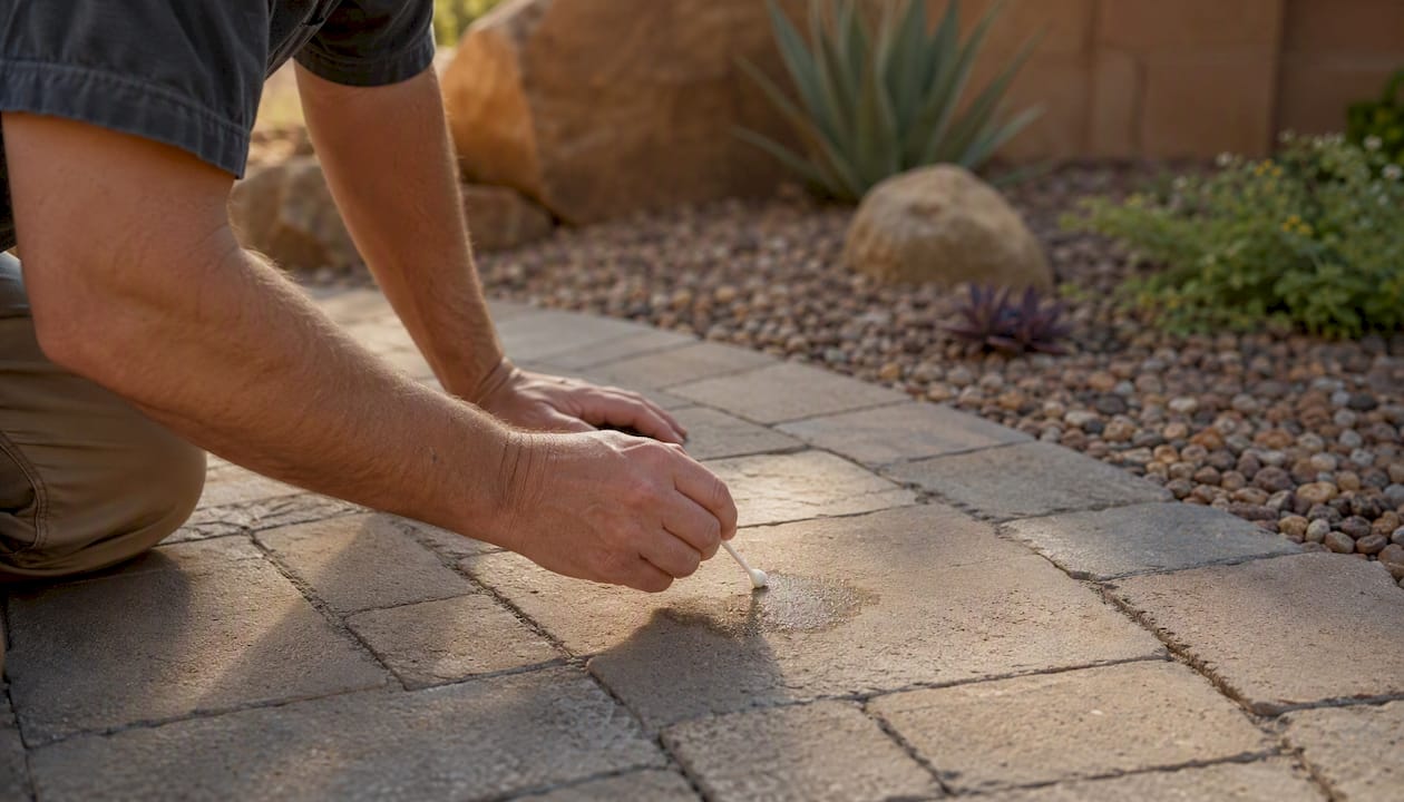 Testing oil removal on sealed paver patch