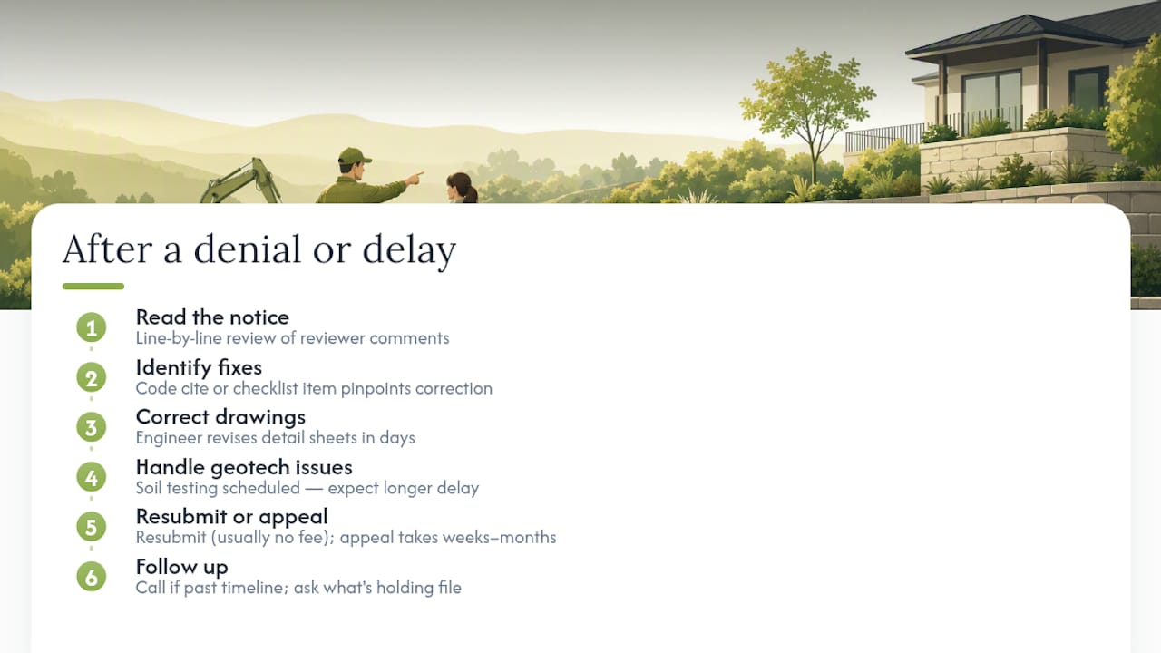 What Happens If Your Retaining Wall Permit Is Denied or Delayed? — overview diagram