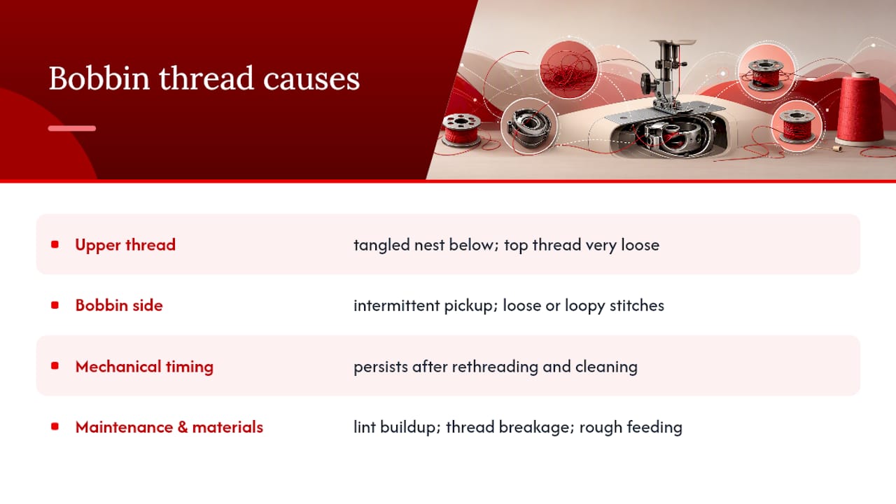 Common Causes Behind Bobbin Thread Problems — overview diagram