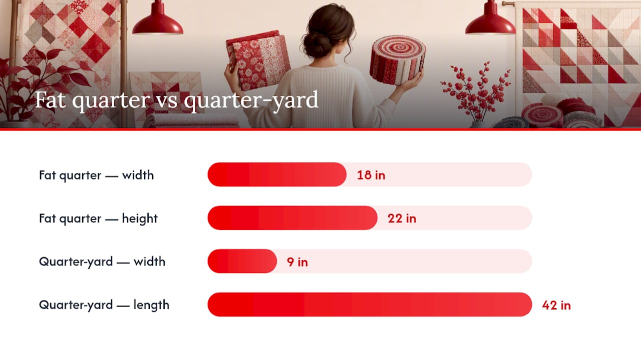 Fat quarter and quarter-yard dimensions compared