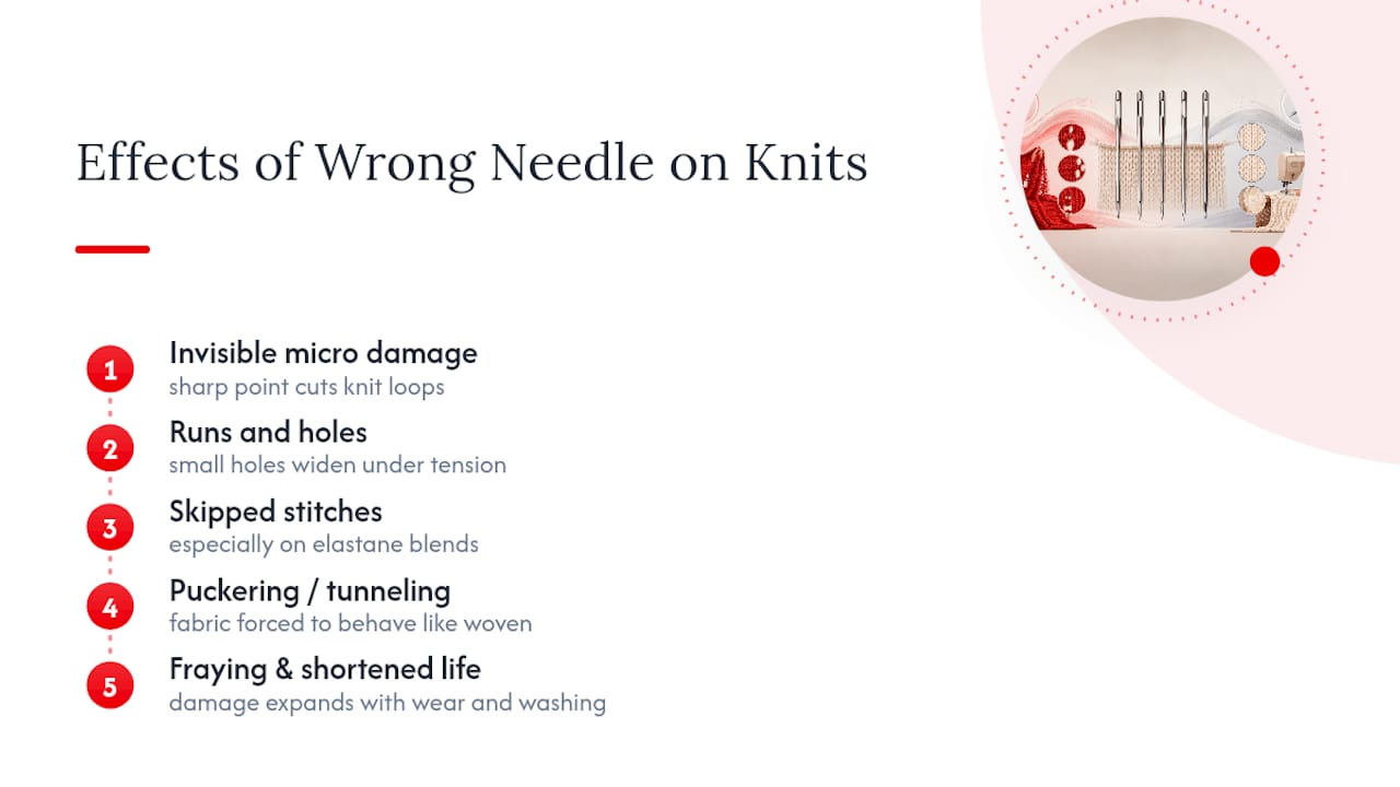 What Happens When You Use the Wrong Needle Type on Knits — overview diagram