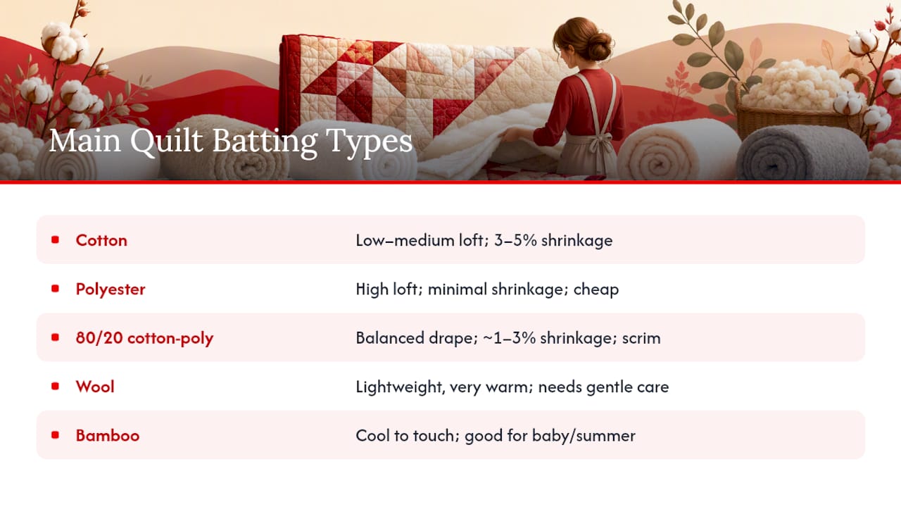 What Are the Main Quilt Batting Types? — overview diagram