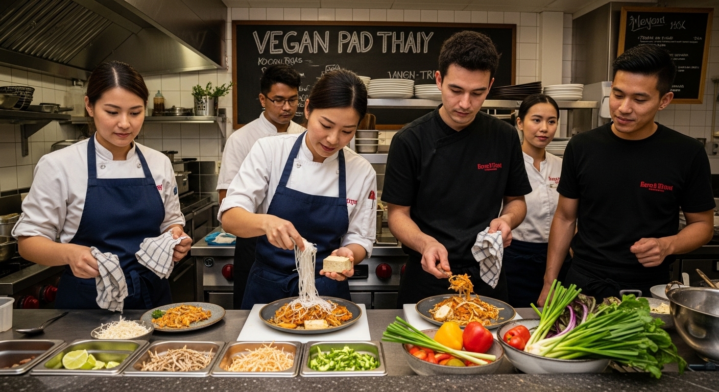 vegan pad thai cooking