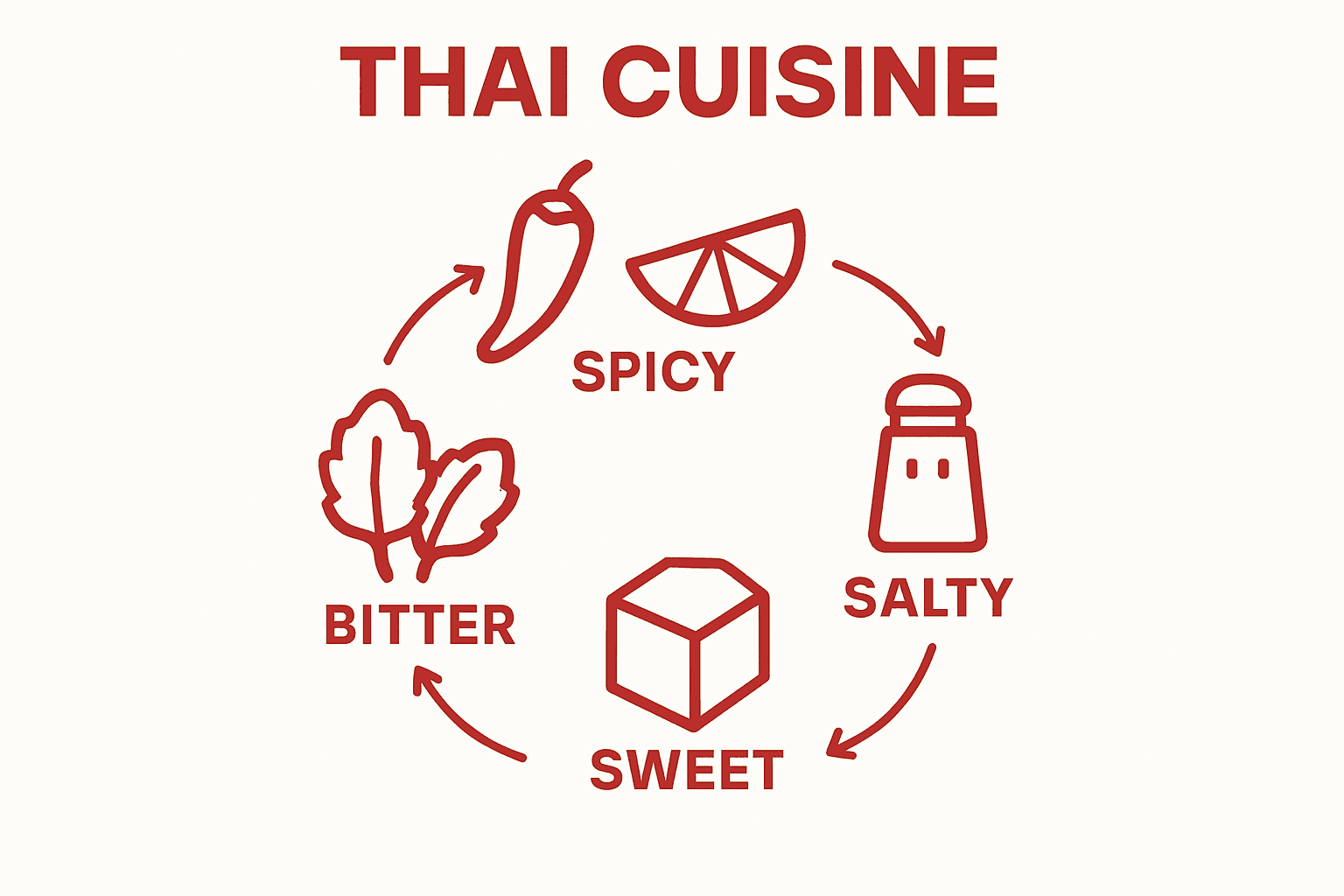 Infographic showing five key Thai flavor elements