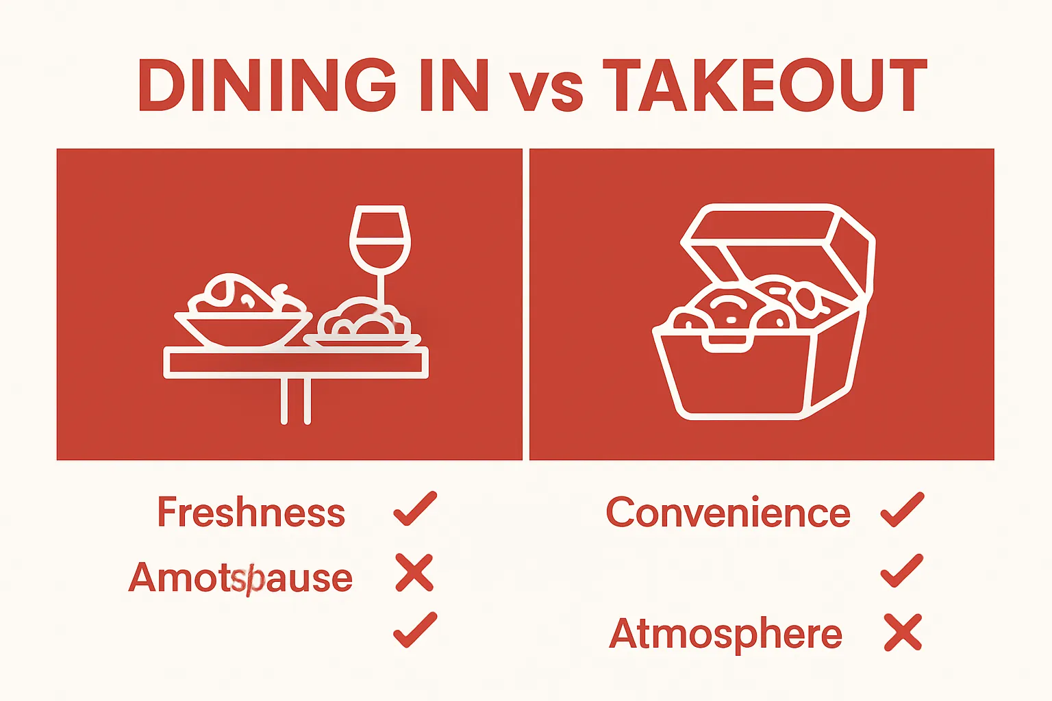 Infographic comparing Thai restaurant dining and takeout experience