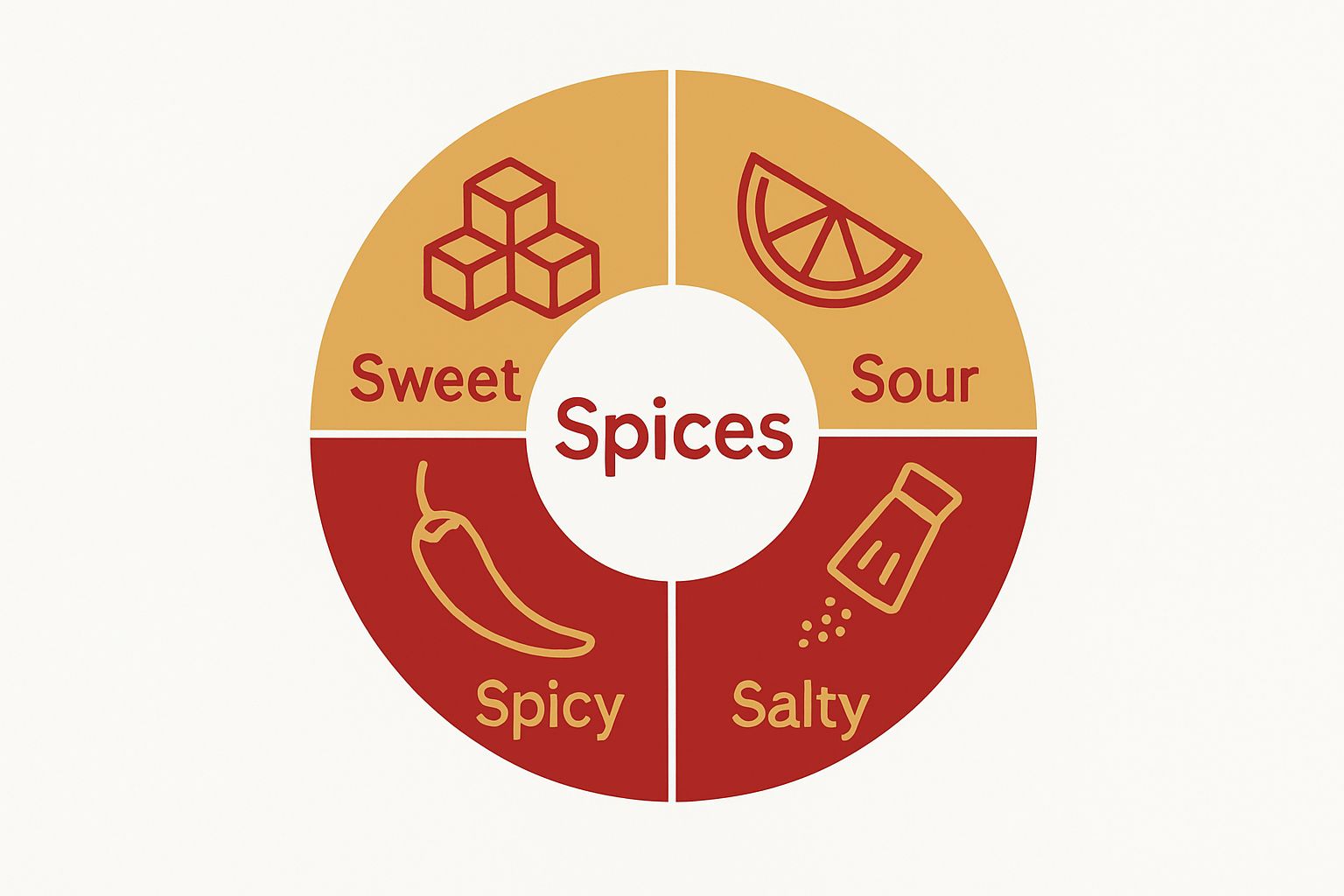 Circular infographic showing Thai flavor profile categories linked to spices