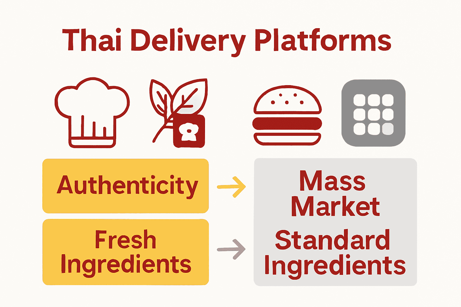 Infographic comparing Thai delivery platforms and mainstream services