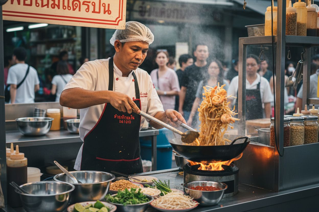 Pad Thai preparation chef