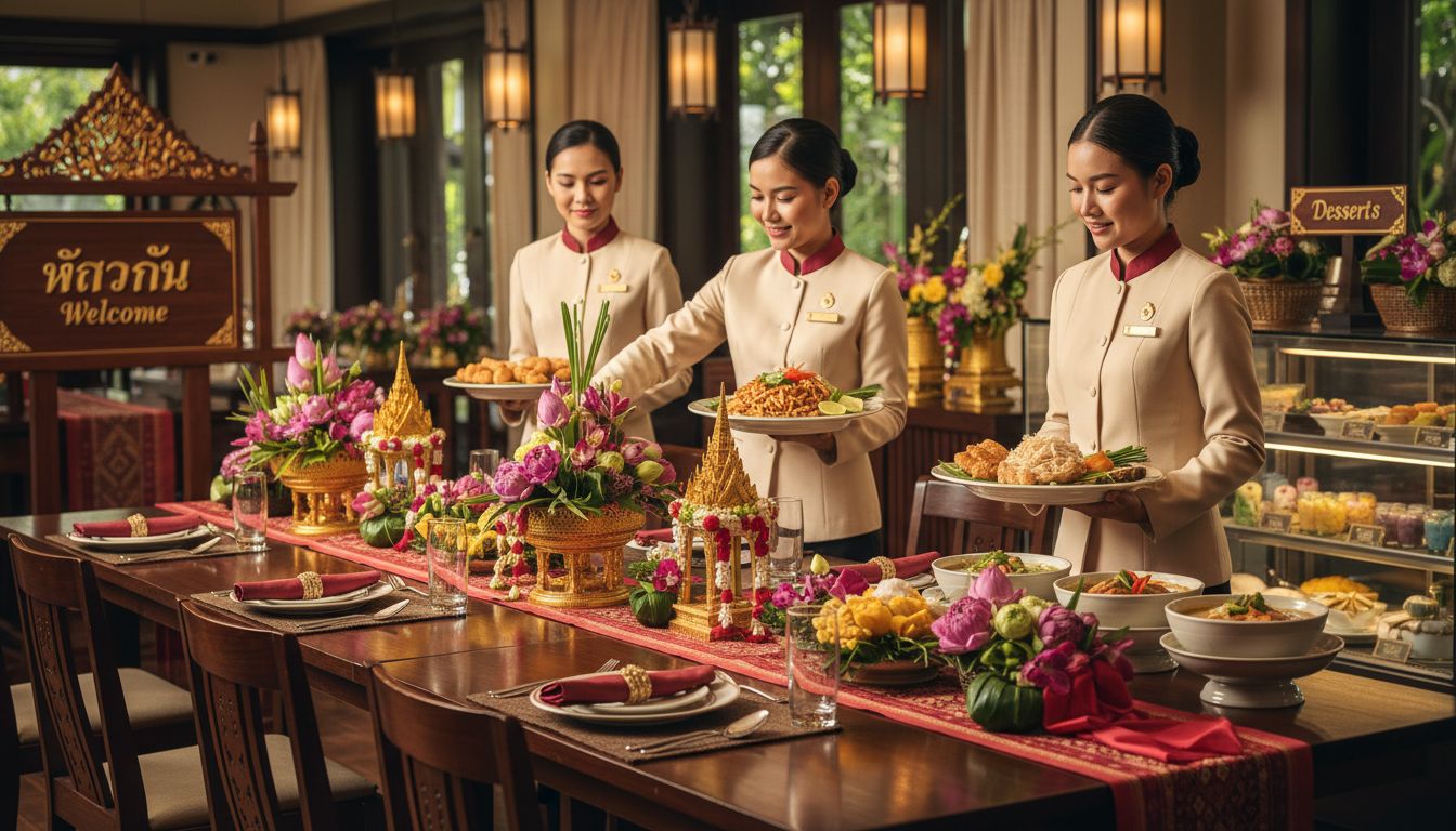 Elegant Thai catering event setting