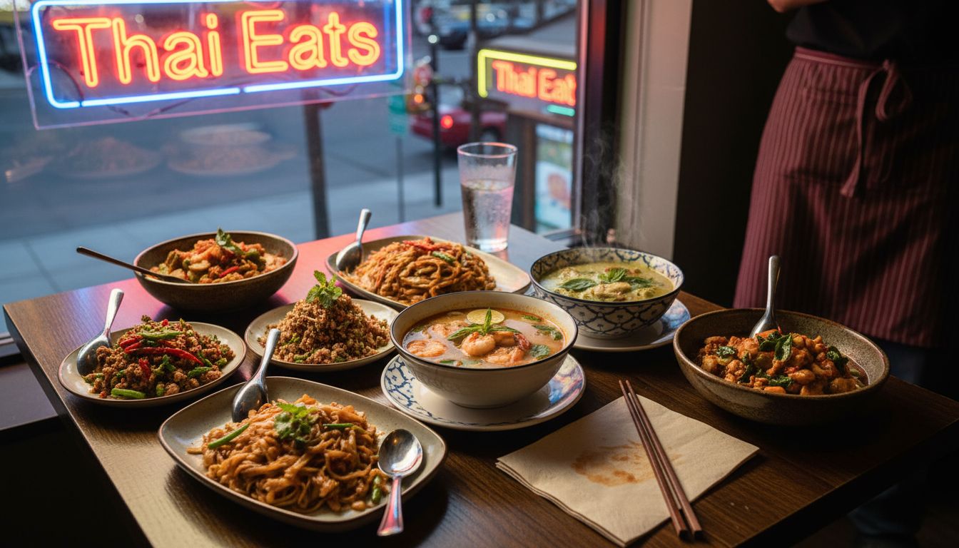 Seven authentic spicy Thai dishes at Las Vegas table