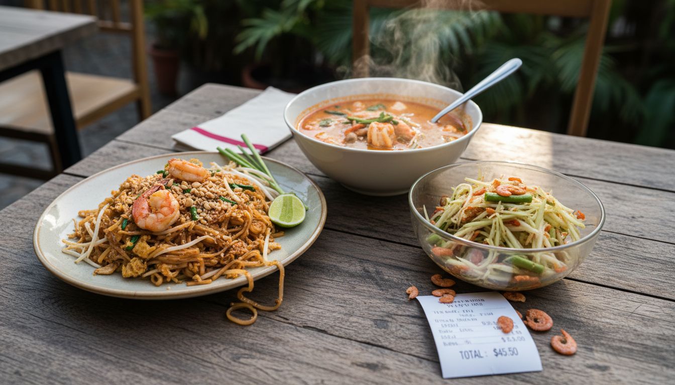 Popular Thai dishes Pad Thai Tom Yum