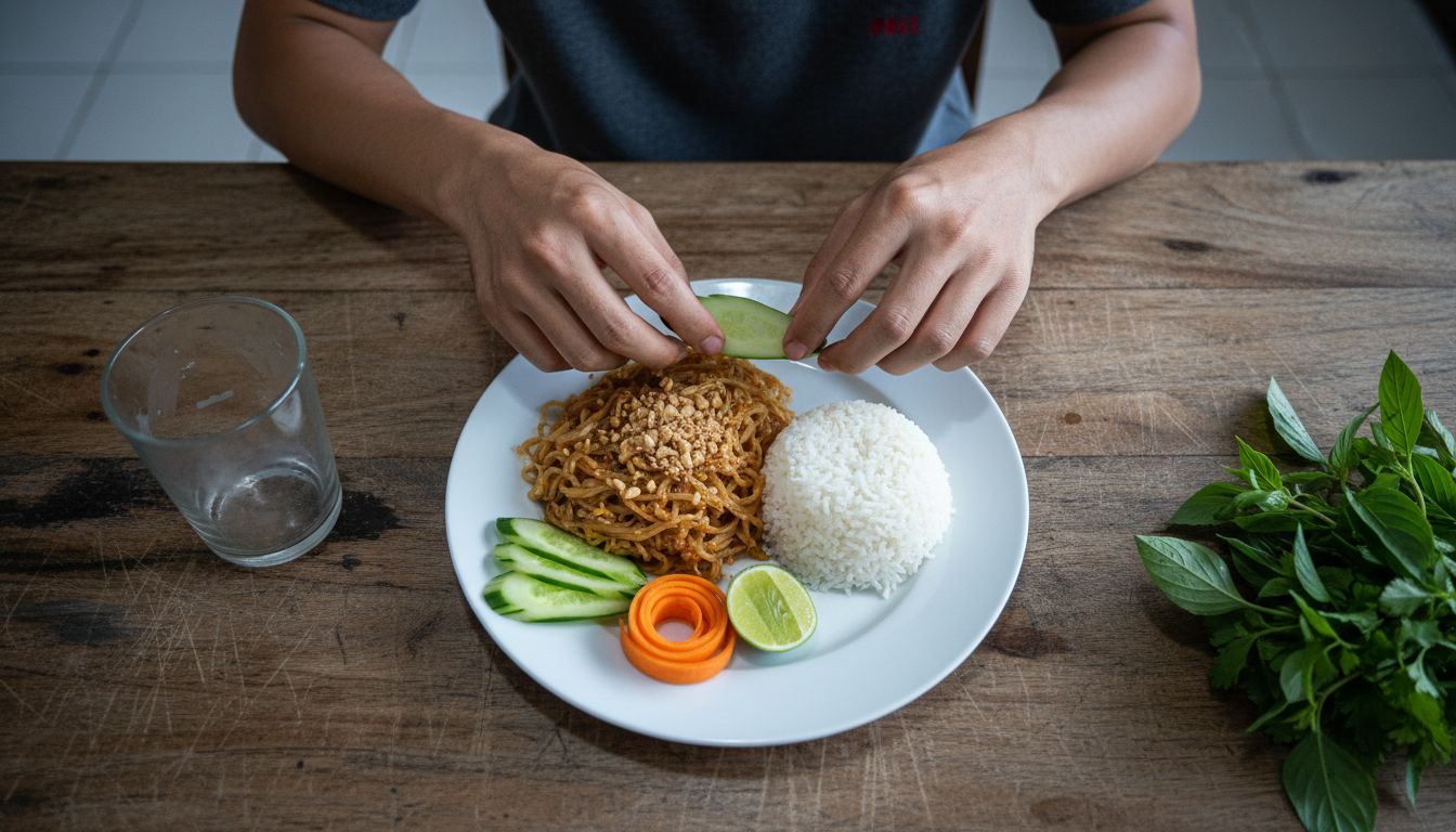 Thai meal plating at dining table