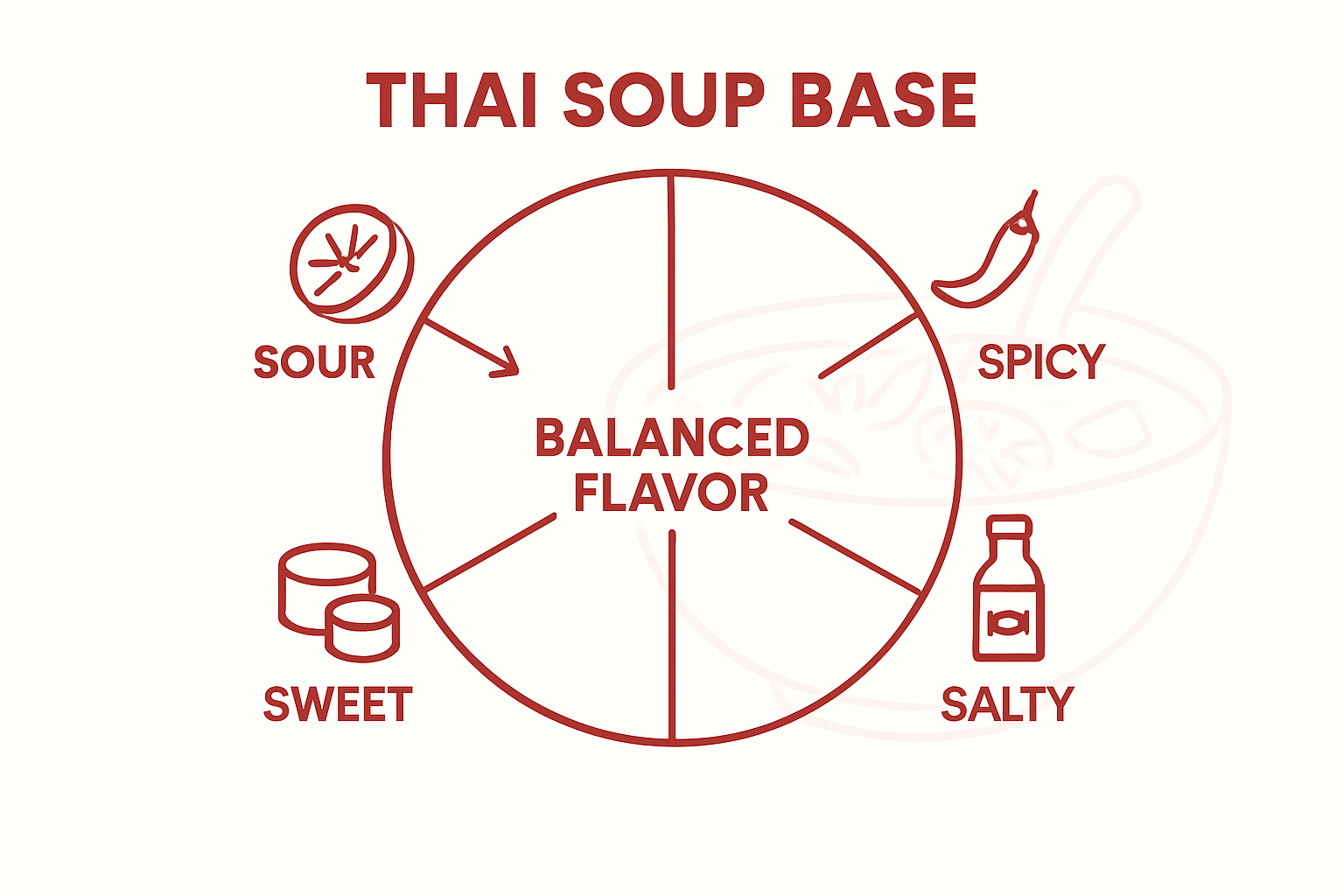 Infographic showing Thai soup base flavor wheel