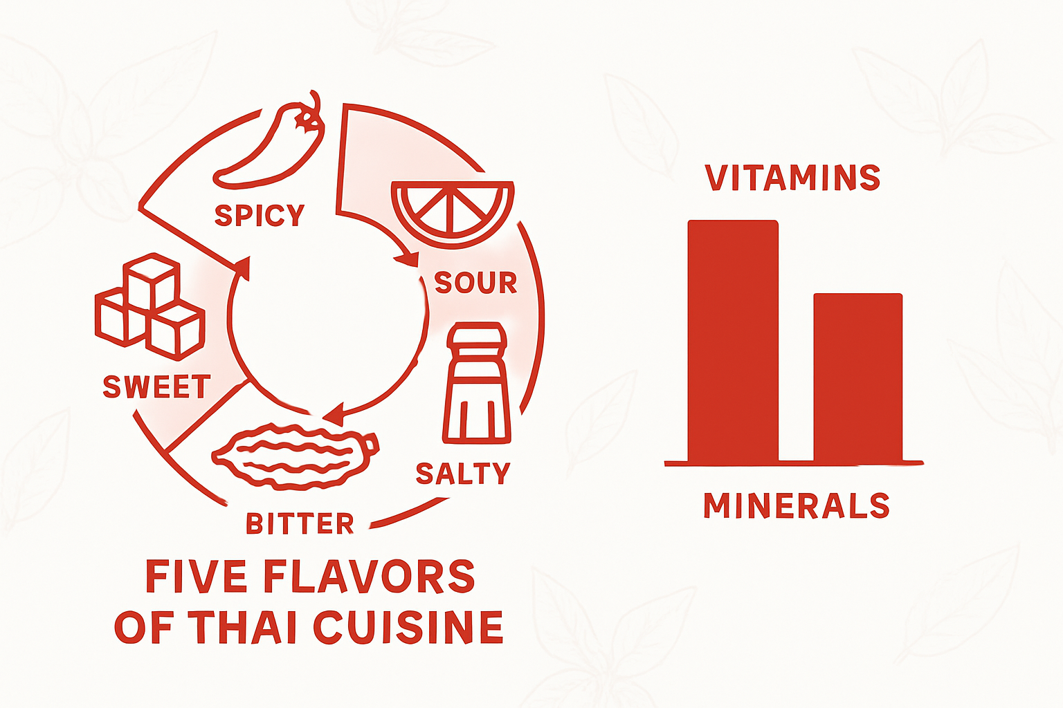Infographic showing Thai flavor harmony and nutrition