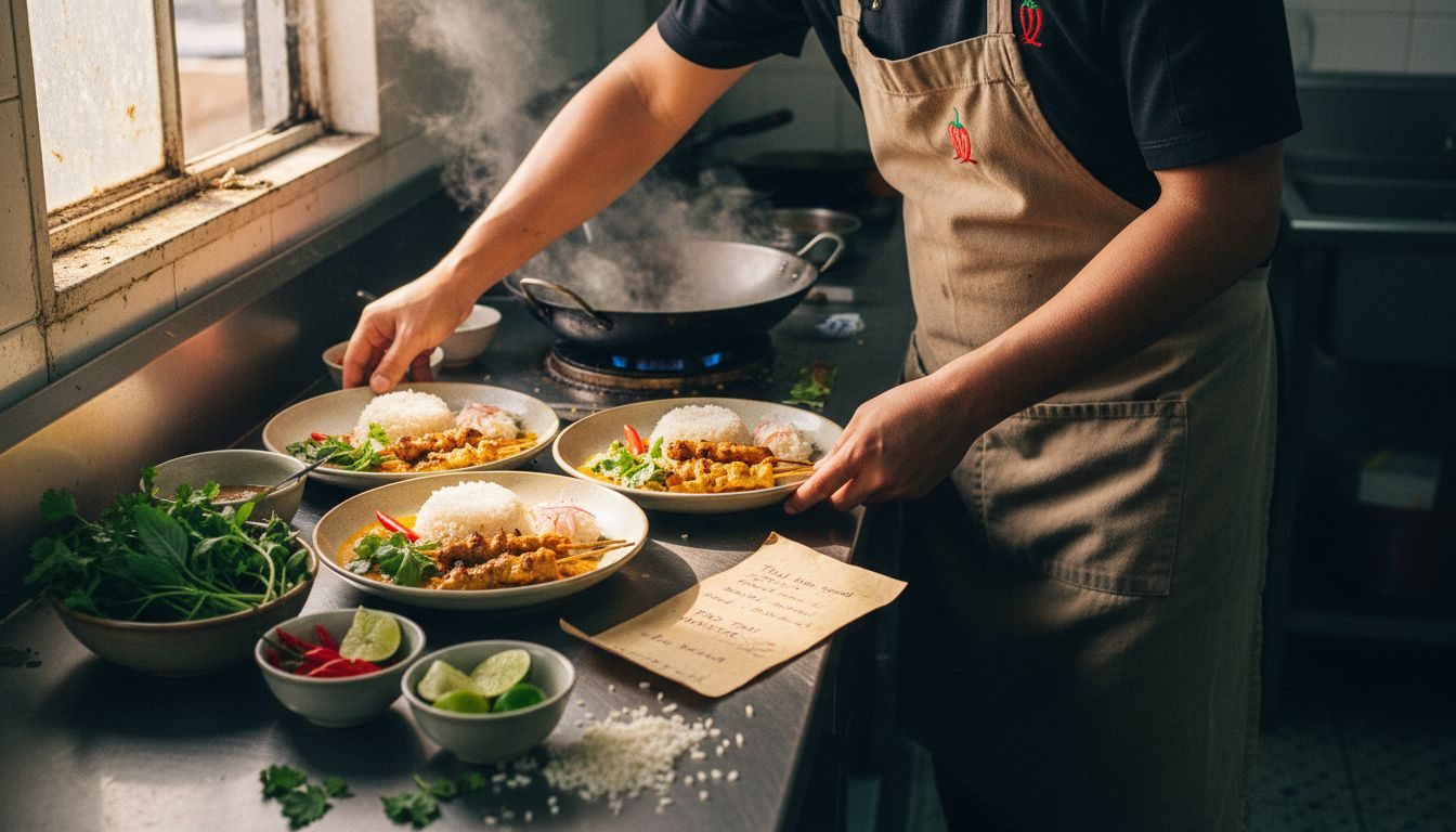 Chef preparing Thai House Special ingredients