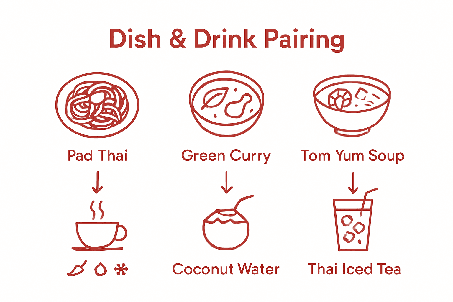 Infographic chart matching Thai dishes with drinks
