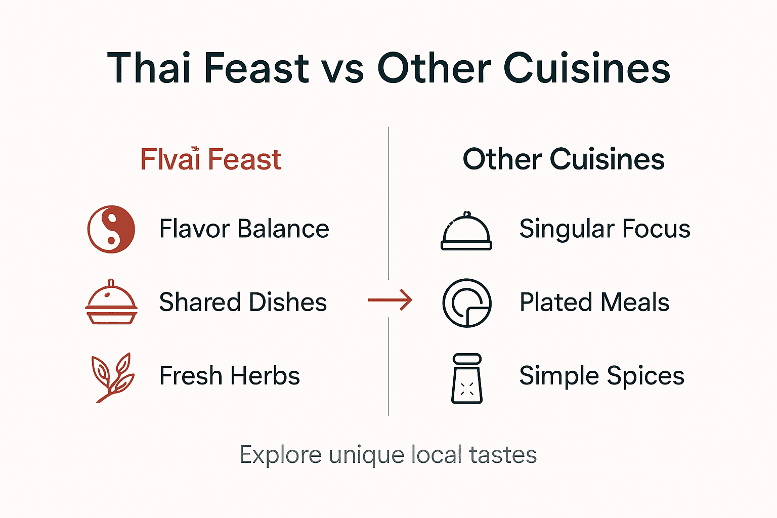 Infographic comparing Thai feast and other cuisines