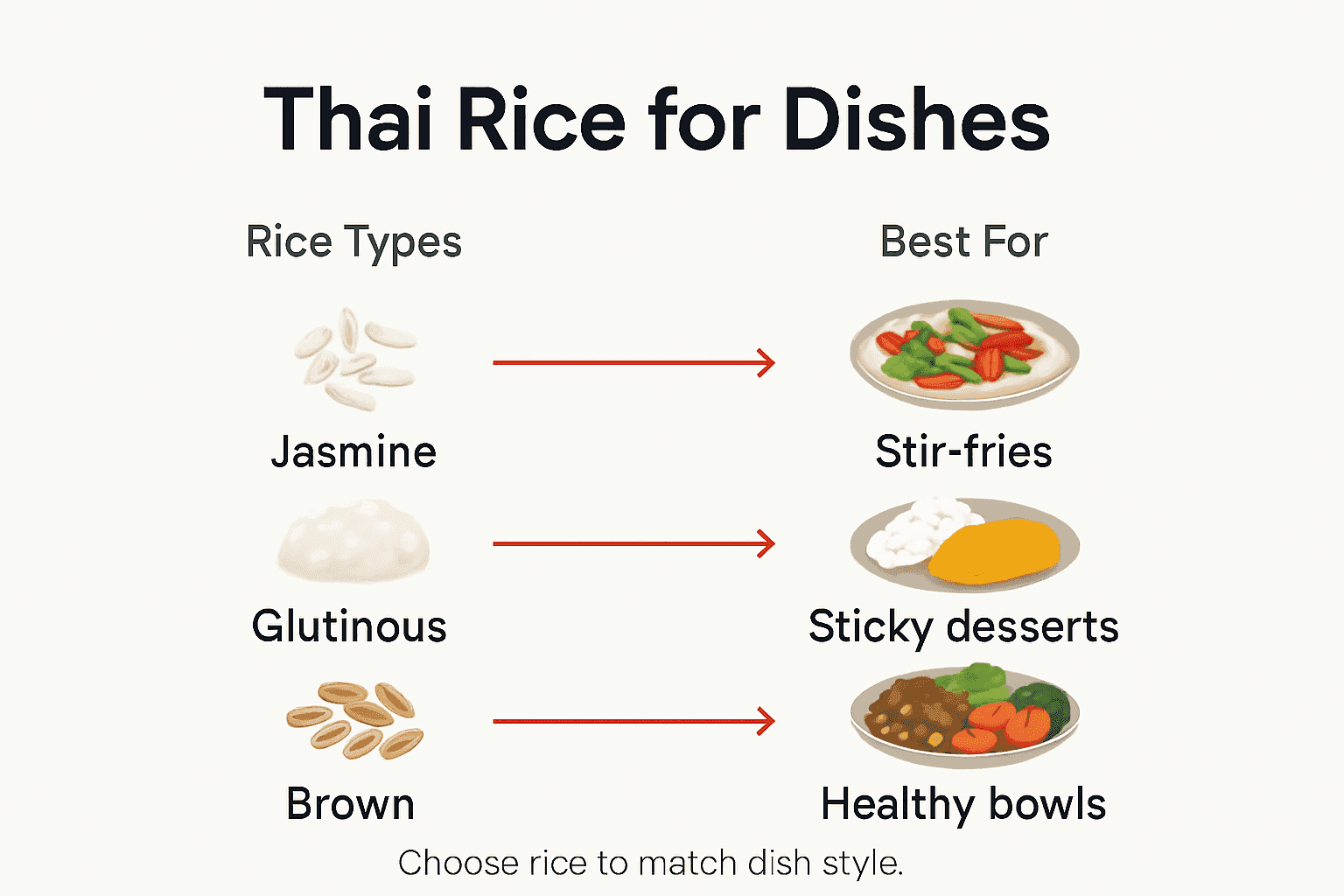 Infographic showing best Thai rice for dishes