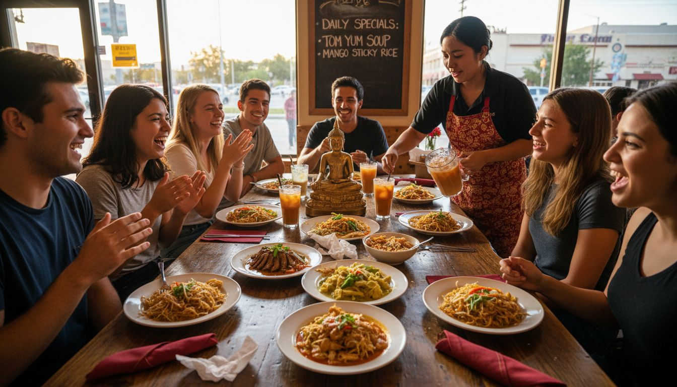 Din­ers enjoying Thai food at busy Las Vegas eatery