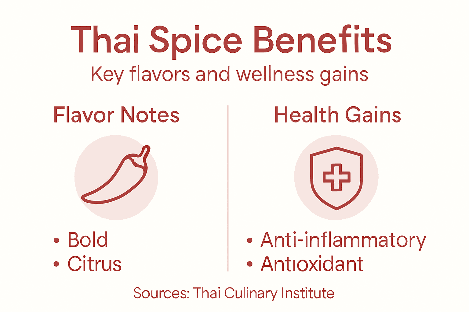 Infographic showing Thai spice flavors and health