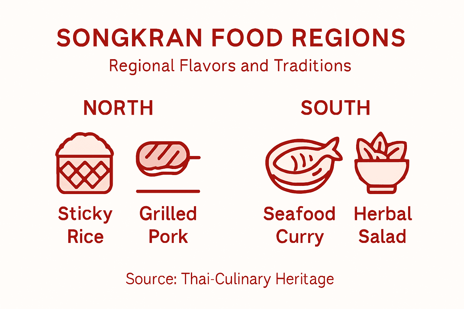 Infographic on regional Songkran food variations
