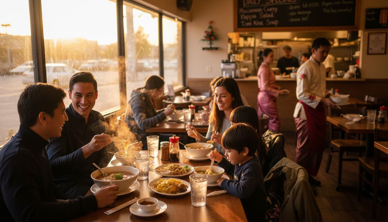 Locals dining at busy Thai restaurant