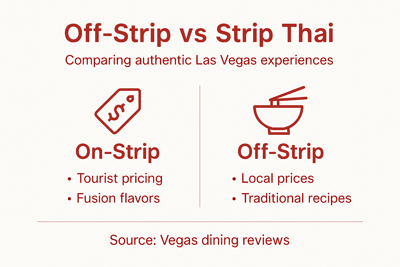 Infographic comparing off-Strip and Strip Thai restaurants