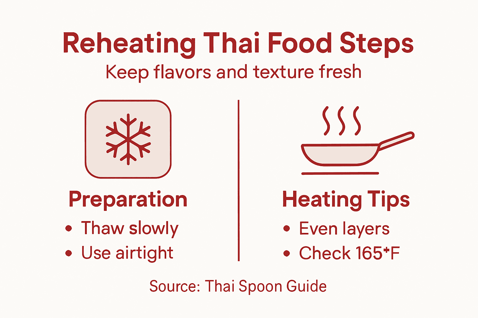 Infographic on steps for reheating Thai food