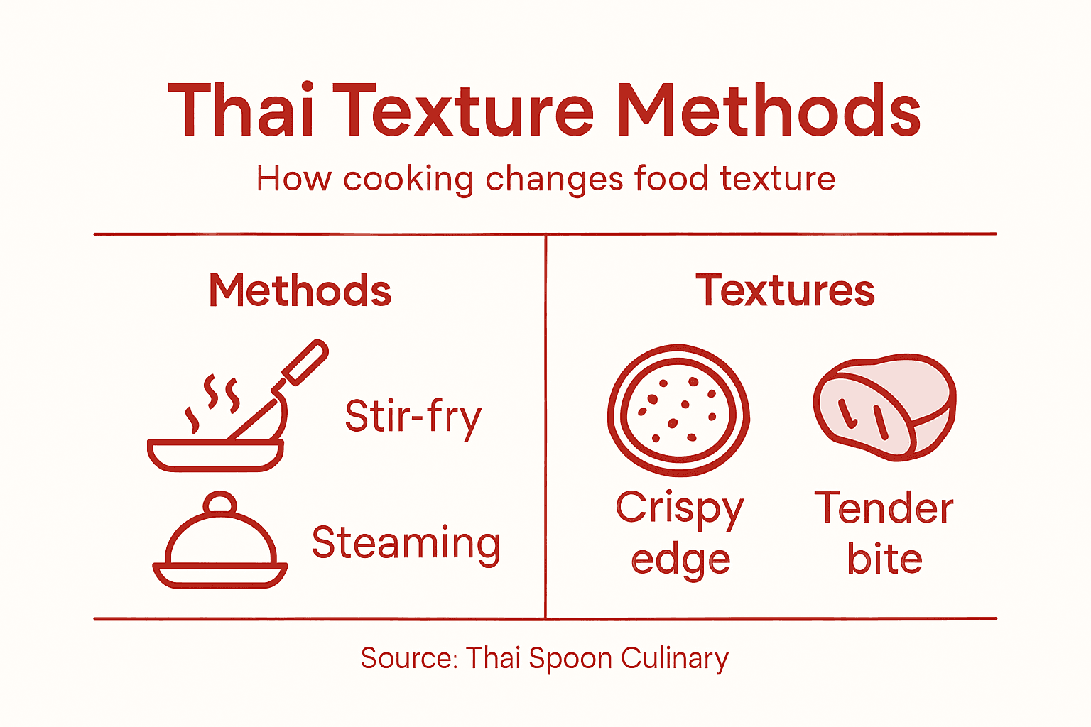 Infographic showing Thai cooking methods and textures