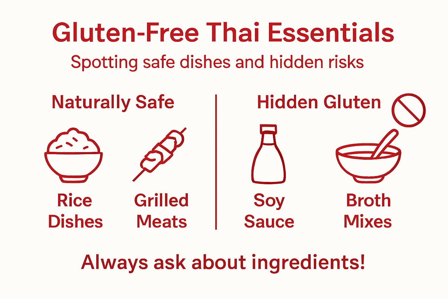 Infographic outlining gluten-free Thai essentials