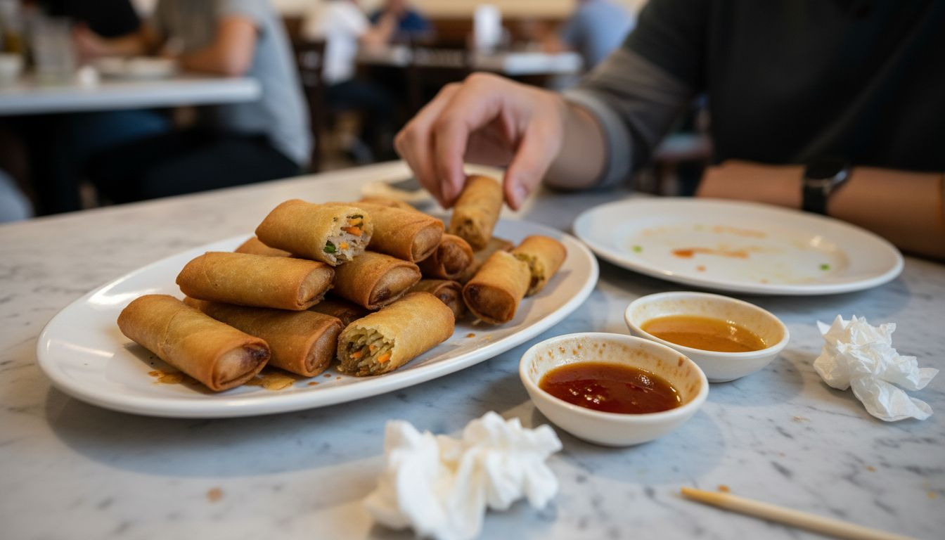 Spring rolls platter with dipping sauces