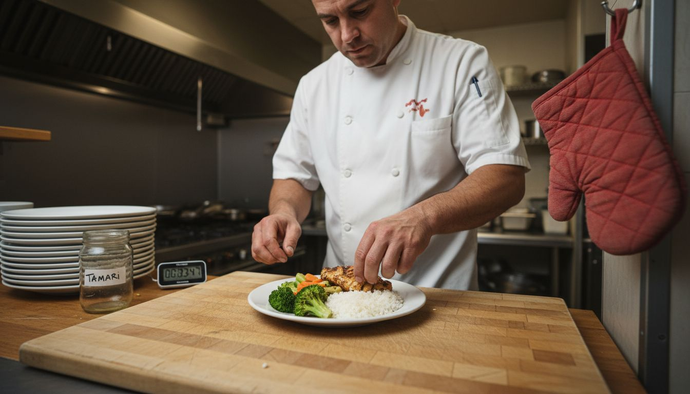 Chef preparing gluten-free Thai entree