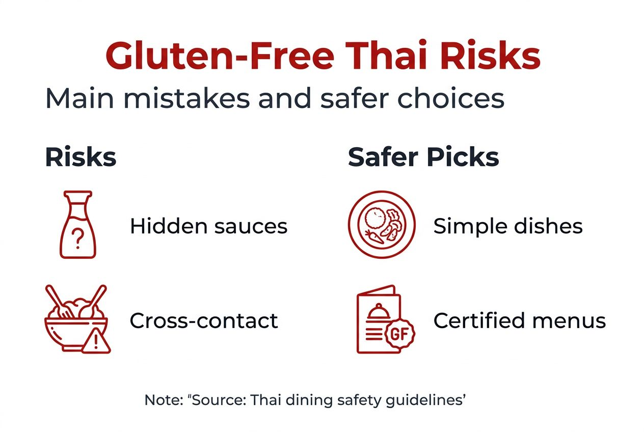 Infographic of gluten-free Thai risks and safe picks