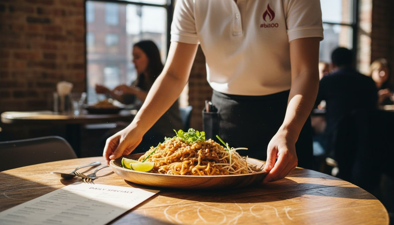 Pad Thai lunch served in casual cafe