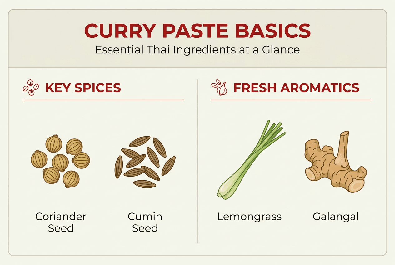 Infographic highlighting curry paste spices and aromatics