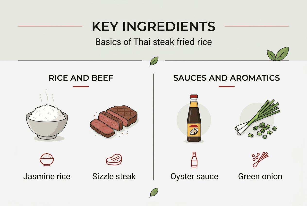 Infographic showing Thai steak fried rice ingredients