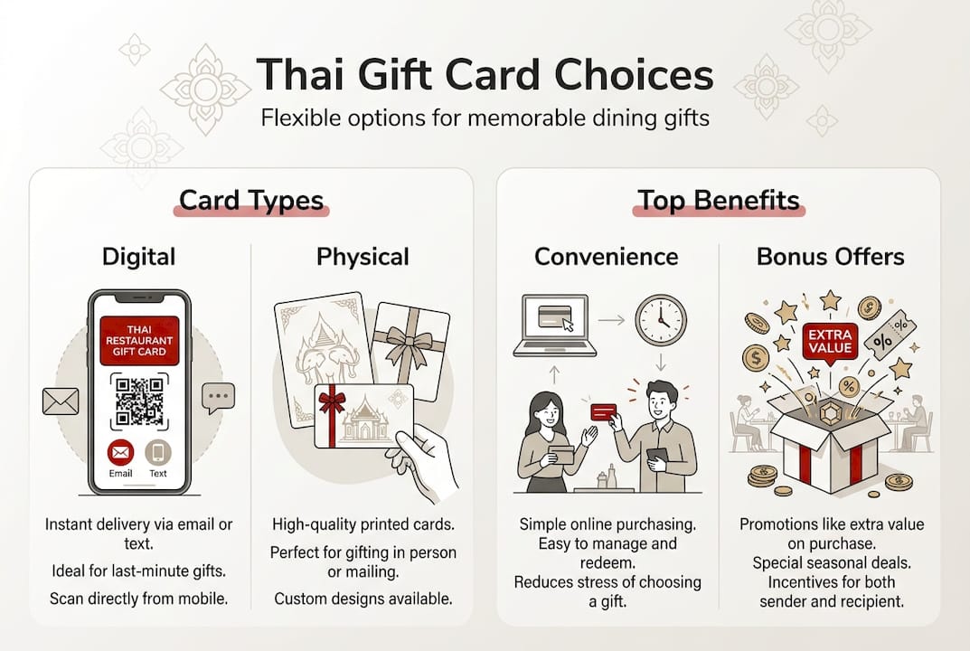 Infographic on Thai gift card types and benefits