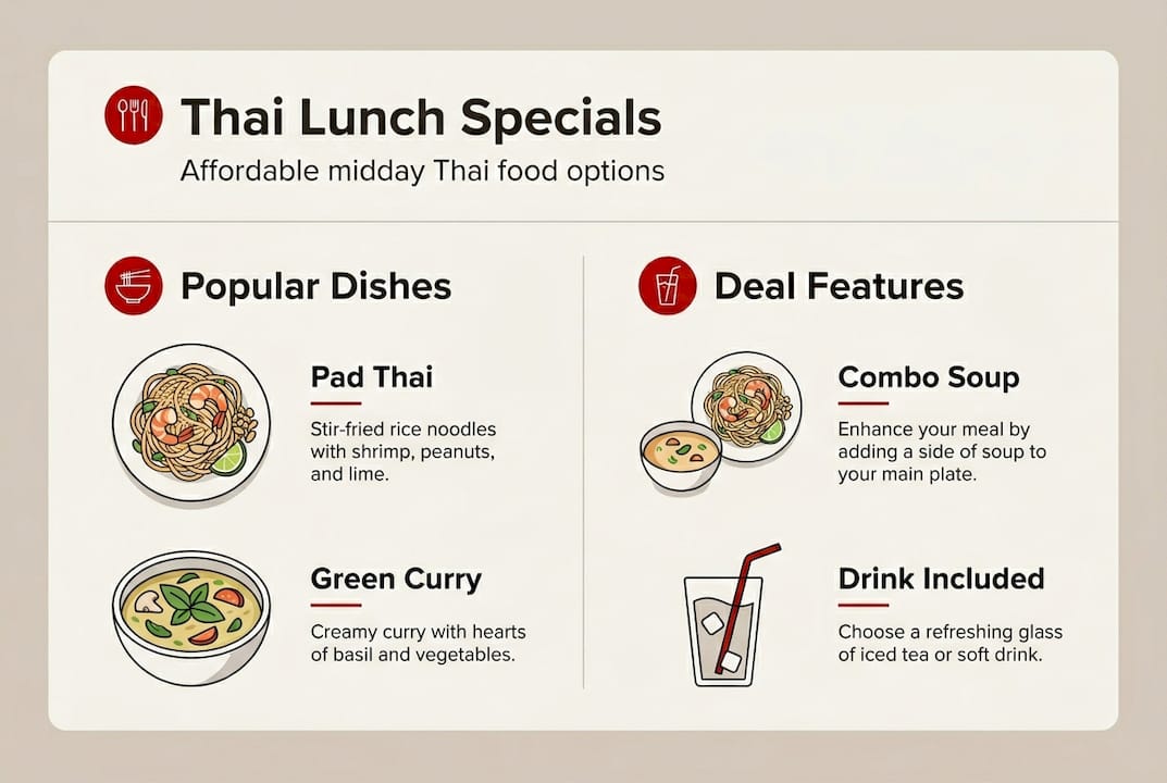 Infographic highlighting Thai lunch special value features