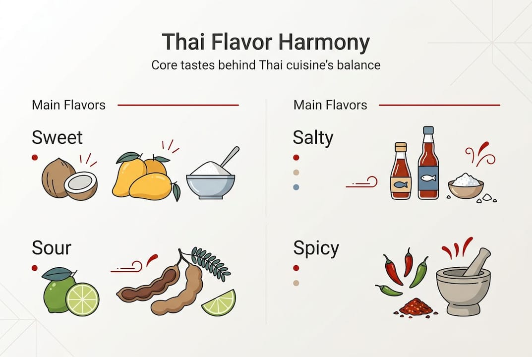 Infographic of Thai cuisine flavor pillars