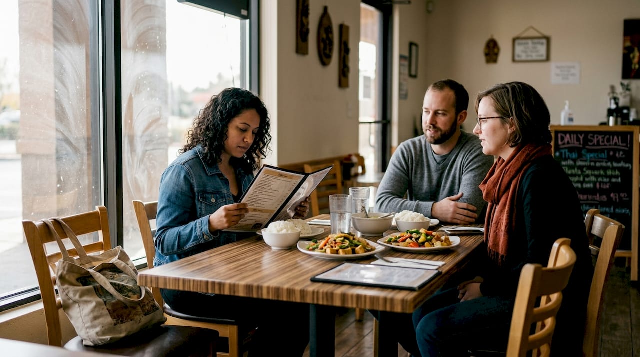Friends dining at northwest Las Vegas Thai restaurant